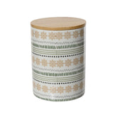 Kitchen Goods Porcelain Jar with Bamboo Lid 12.5cm - White/Green